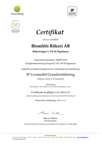 IP-certifikat Blomlöfs Rökeri